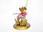 mwire_226 Solid heart memo pen holder with swan